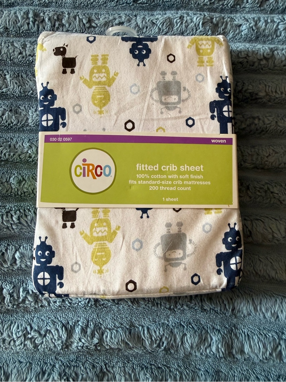 Circo Robot Print Fitted Crib Sheet in Navy, Lime & Gray
